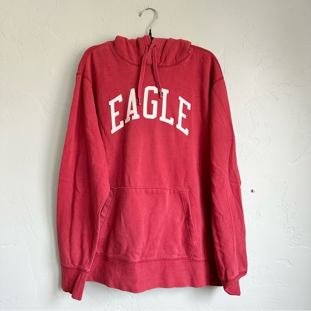 Vintage American Eagle Green Label Preppy Red Hoodie Sweatshirt‎ Large EUC